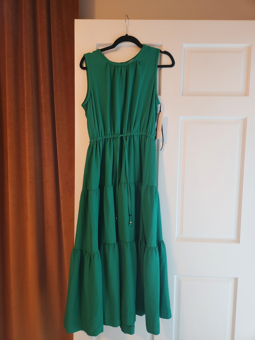 Calvin Klein Emerald Green Sleeveless Tiered Maxi Dress